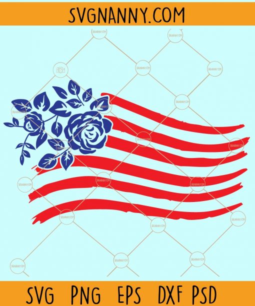 Floral american flag svg