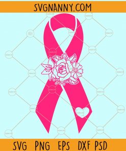 Floral pink ribbon SVG