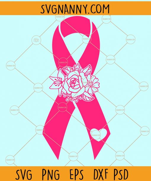 Floral pink ribbon SVG