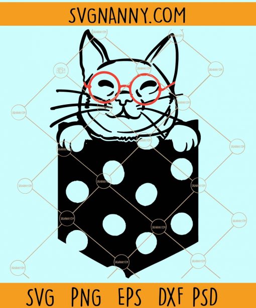 Polka dot pocket cat svg