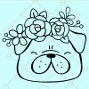 Pug with flowers SVG