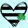 Stripped heart with clover svg