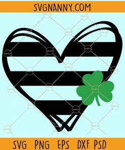 Stripped heart with clover svg