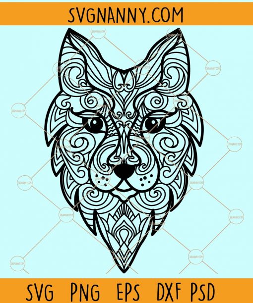 Zentangle wolf svg