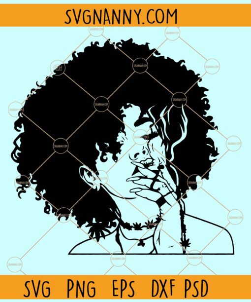 Afro woman smoking weed svg