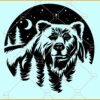 Bear and moon scene SVG