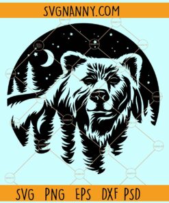 Bear and moon scene SVG