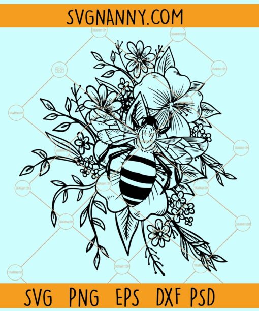 Bee on flowers SVG