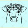 Cow with flowers svg