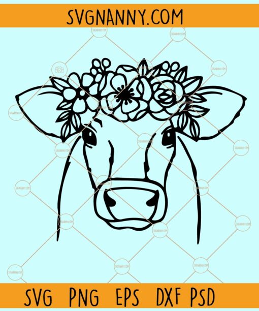 Cow with flowers svg
