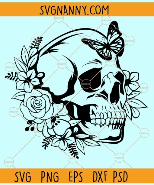 Floral skull SVG