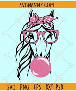 Horse with bandana and bubble gum svg