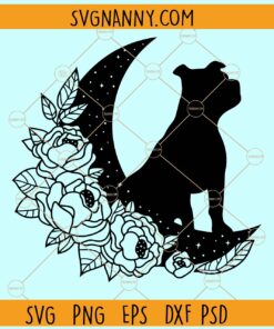 Pitbull floral moon SVG