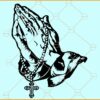 Praying Hands Rosary Beads SVG