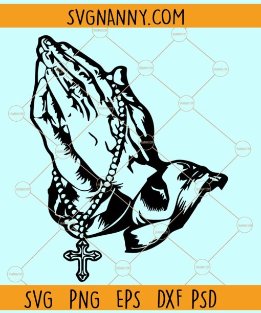 Praying Hands Rosary Beads SVG