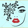 Pretty woman face with flowers SVG