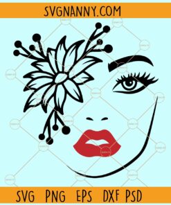 Pretty woman face with flowers SVG