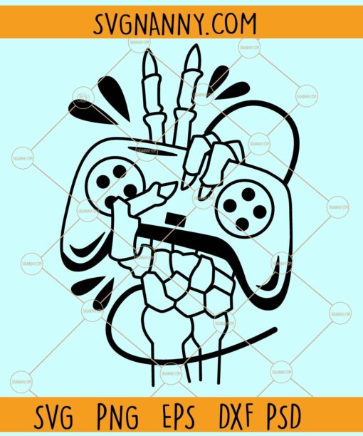 Skeleton hand holding Game Controller Svg