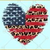 4th of July leopard print heart svg