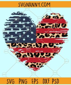 4th of July leopard print heart svg