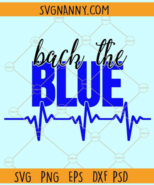 Back the Blue Heartbeat Svg
