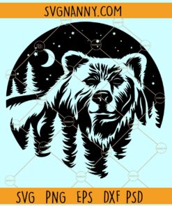 Bear and moon scene SVG