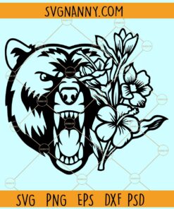 Bear with flowers SVG