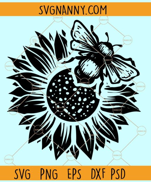 Bee with sunflower svg