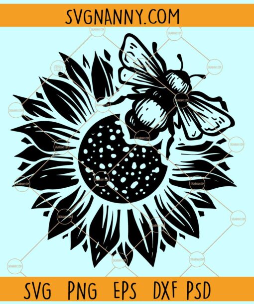 Bee with sunflower svg