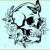 Floral skull with butterfly SVG