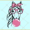 Horse with bandana and bubble gum svg