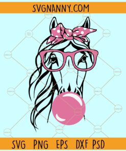 Horse with bandana and bubble gum svg