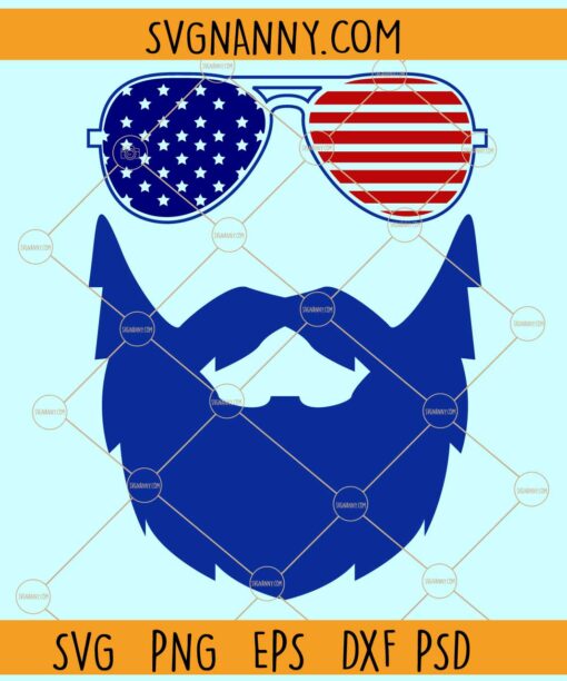 Patriotic Bearded Man With Sunglasses Svg