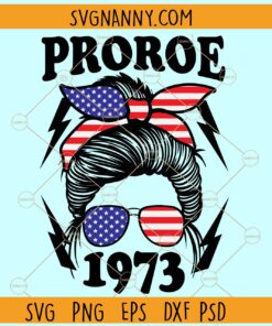 Phoroe 1973 Patriotic messy bun svg