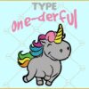Type One-derful unicorn svg