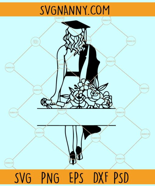 Woman graduation split name frame svg