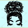 Messy bun curly hair SVG
