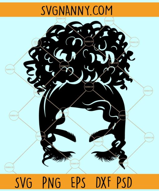 Messy bun curly hair SVG