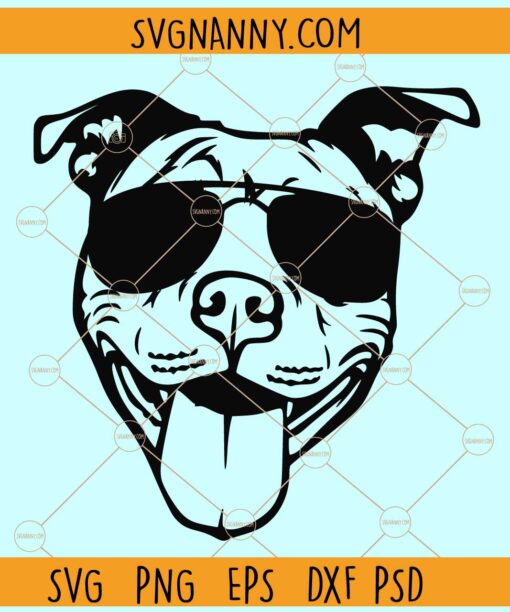Pitbull with sunglasses SVG