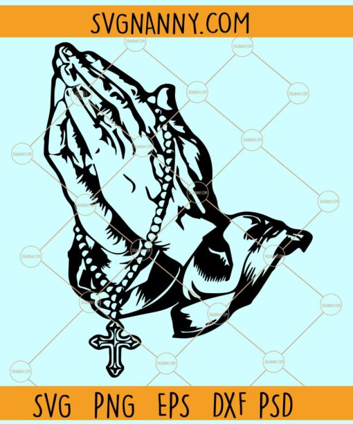 Praying Hands Rosary Beads SVG