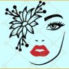 Pretty woman face with flowers SVG
