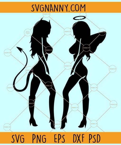 Sexy Devil and Angel Girls Svg