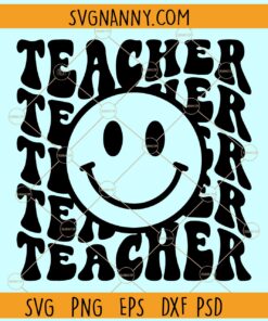 Teacher wavy letters smiley face svg