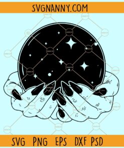 Witch hands holding crystal ball svg