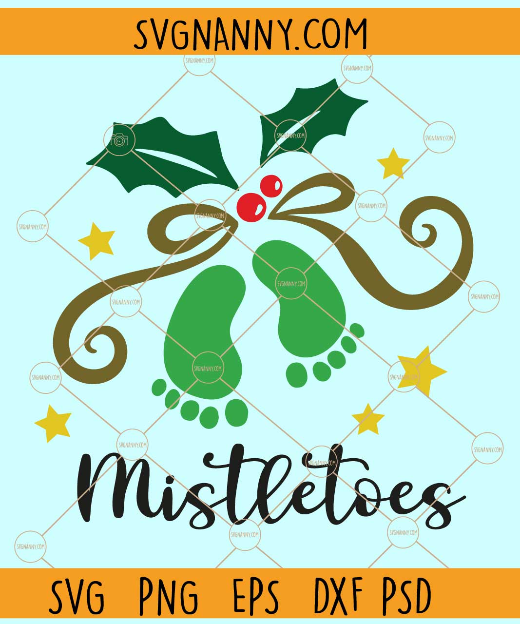 Baby feet mistletoes SVG