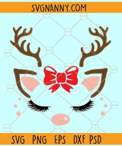 Christmas reindeer girl SVG, Girl Deer svg, Reindeer Face Svg, Reindeer Head Svg