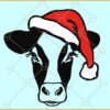Cow with Santa hat SVG