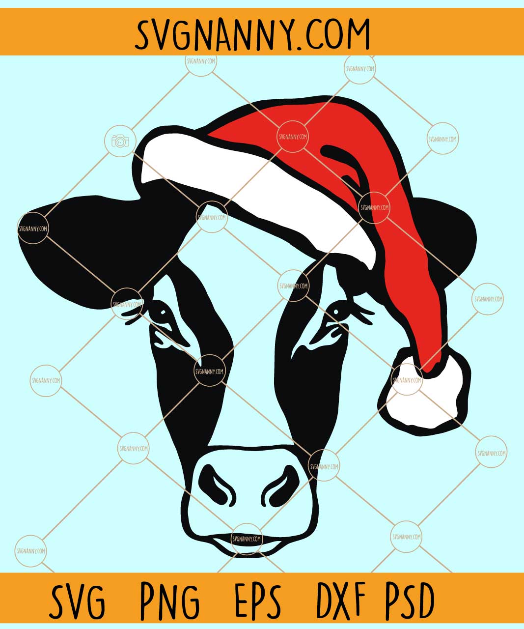 Cow with Santa hat SVG