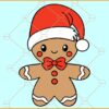 Gingerbread man with Santa hat SVG, Christmas Gingerbread Svg, Gingerbread Man Svg