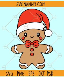 Gingerbread man with Santa hat SVG, Christmas Gingerbread Svg, Gingerbread Man Svg